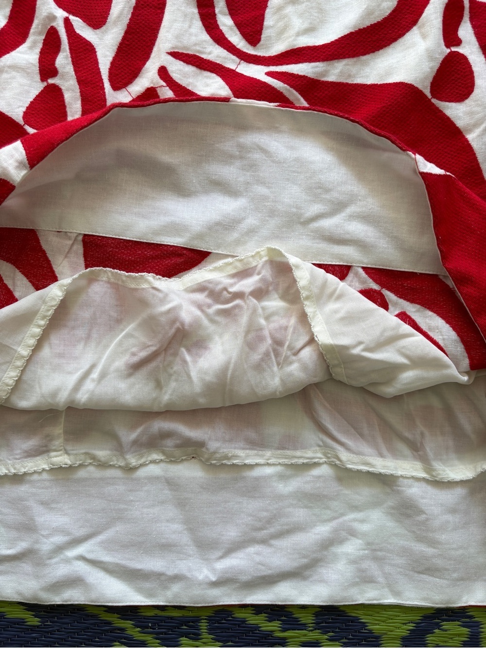 Anthropologie Linen Blend Cutout Criss Cross  Back Maxi Dress White / Red Sz XL - Picture 12 of 14